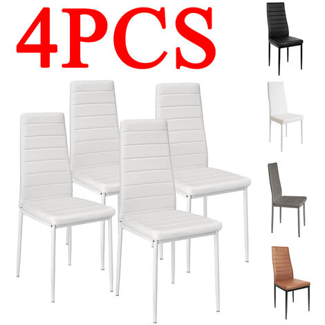 4 Chaises de Salle à manger ou de Cuisine Design Epuré Cadre en Acier Blanc (1/5)