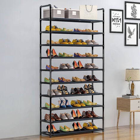 Etagère chaussures modulables - 10 niveaux - 100x30x175 cm - jusqu'à 50  paires de chaussures - meuble à chaussures