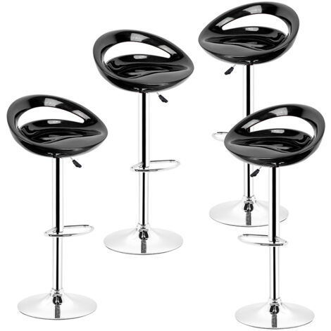 Lot de 4 Tabourets de Bar ABS Pivotant et Réglable en Hauteur 55 cm - 75 cm, Chaise de Bar, Noir (1/5)