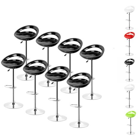 Tabouret de Bar Lot de 8 Réglables en Plastique ABS Hauteur Réglables Noir (1/5)