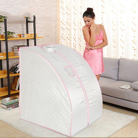 Sauna à Vapeur et Cabine, Tente de Sauna Pliable, Générateur de Vapeur de Sauna 1.5L 1000W pour Bain de Sauna, Amincissement, Détoxification, Thérapie Corporelle, Argent