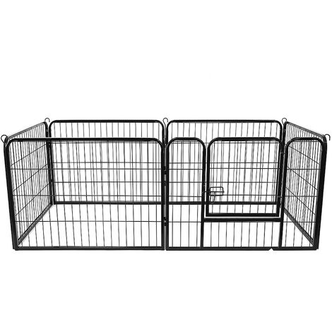 Parc Enclos pour Chiens Chiot Lapin Rongeur Clôture en Métal pour Exercice  Pliable Hauteur 60cm, 6 Panneaux，Noir