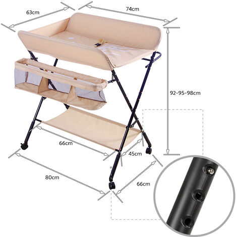 Hofuton Table à Langer Pliante Avec Panier De Rangement à Côté Structure En Fer Charge Max 11KG Pour Nouveaux Ns Design Ergonomique Gris 68370245
