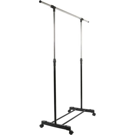 Juskys Portant à Vêtements Métallique Sur Roulettes – Hauteur Réglable Avec 2 Barres
