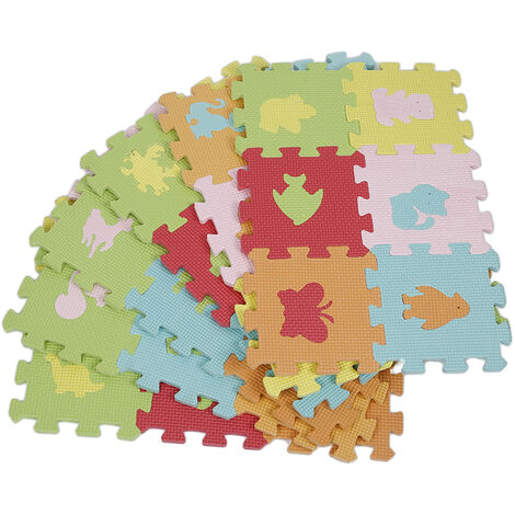 Tapis de Sol pour Bébé - Puzzle Géant aux Motifs Animaux - Lot de