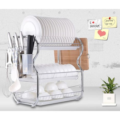Égouttoir à Couverts Égouttoir à Vaisselle en Inox 3 Étages Option 1