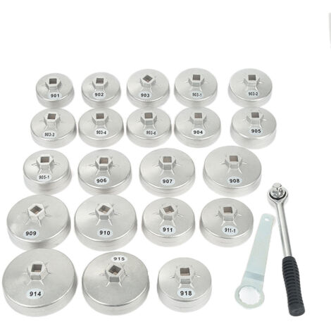 Lot De 23 Bouchons De Filtre à Huile + Clé - En Aluminium - Compatible Avec Toyota, VW, Mercedes, Ford, Honda Et Plus