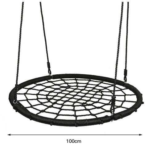 Balançoire Nid d'oiseau Rond 100 CM de Diamètre pour Arbre Supporté de Charge Maximale 200 KG Extérieur