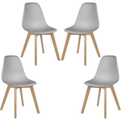 Chaise blanche et bois scandinave Pas cher pour salle à manger