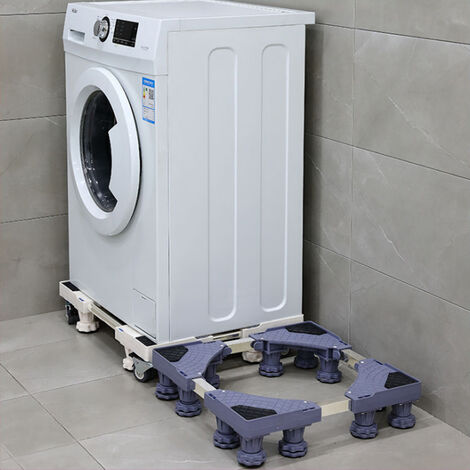 Lave Linge, 47cm-69cm Base de Machine à Laver Réglable Support Charge 150 kg Réduction du Bruit Effet Avec pour Réfrigérateur/Machine à Laver/Sèche-Linge (Blanc)