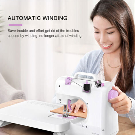 Candeon Machine à coudre pour débutants, 12 points, électrique, portable, pour débutants, enfants, double ligne, mini surjeteuse avec pédale pour professionnels, cadeaux