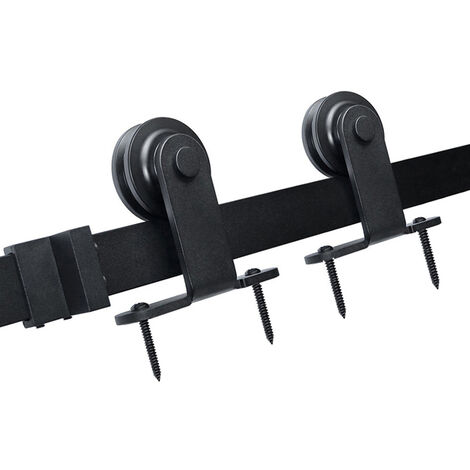 iDEGU 1.8M Quincaillerie Kit de Rail Roulettes pour Porte Coulissante  Hardware pour une Porte Suspendue