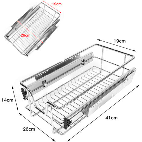 Tiroirs Coulissants Métalliques Pour Placard - 2 Pièces 39x14x44 Cm (pour Armoire 46 Cm), Charge 12 Kg, Montage Facile