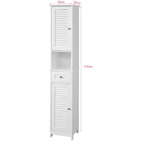 Meuble Colonne de Salle de Bain Blanc Armoire Haute H170 CM Meuble de rangement