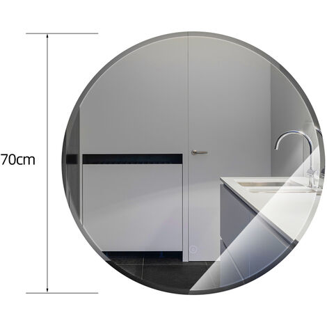 Skecten Miroir lumineux pour salle de bain à LED avec éclairage tactile anti-buée blanc chaud round Ø 70 cm