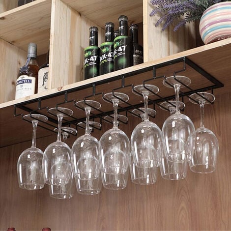 Porte-verre à vin - Porte-verres à pied sous l’armoire, cintre de rangement  des verres Matériau en acier inoxydable pour cuisine, bar, restaurant