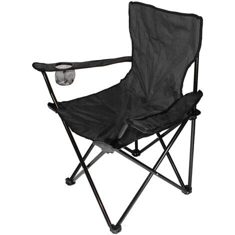 Chaise Confortable Pliante Fauteuil Siège Plage Pêche Noir