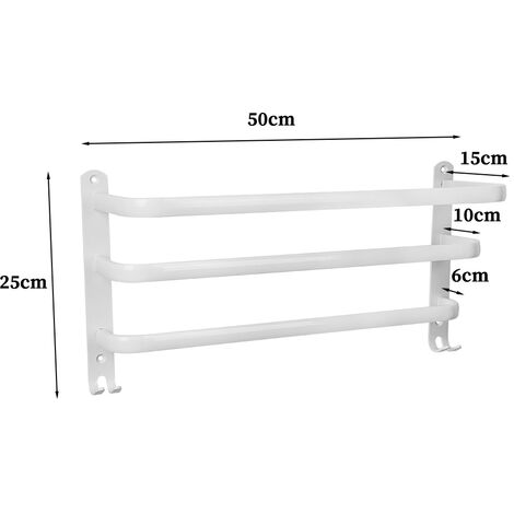 Porte-Serviettes Mural Extensible Jusqu'à 50cm - Installation Sans Percer, Idéal Salle De Bain Et Cuisine (Blanc)