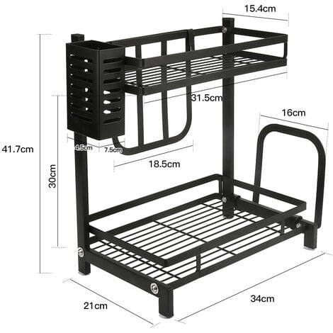 Support de cuisine - porte-épices - rangement sur comptoir à 3 niveaux -  30x26x30cm - noir - Conforama