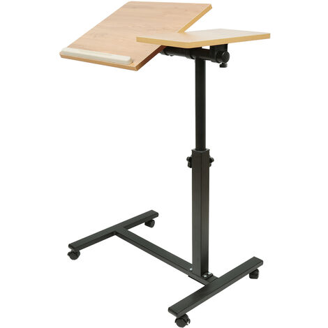 Table pour ordinateur à roulettes bois et noire (1/5)