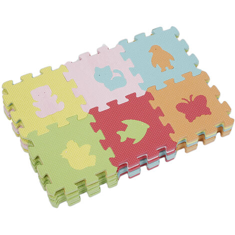 Tapis de Jeu en Mousse pour Bébés et Enfants - 36 Dalles en Mousse EVA  Thème Animaux Tapis Puzzle Doux