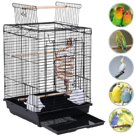 Cage à Oiseaux Intérieur 40 x 40 x 58 cm Toit Ouvrant pour Perruche ...
