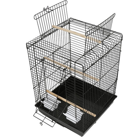 Cage à Oiseaux En Rotin Carbonisé – 24x21,5x21 Cm, Pour Chardonnerets Et Zostérops, Avec Mangeoires Amovibles - 8