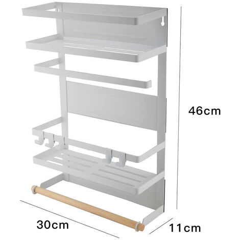 Étagère Réfrigérateur Magnétique Étagère à Épices Magnétique Étagère de Rangement Porte-Épices Idéal pour Réfrigérateur Blanc
