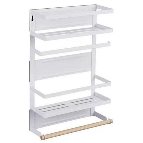 Étagère Réfrigérateur Magnétique Étagère à Épices Magnétique Étagère de Rangement Porte-Épices Idéal pour Réfrigérateur Blanc