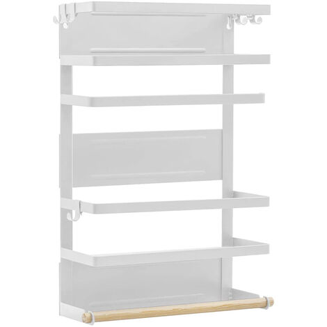 Étagère Réfrigérateur Magnétique Étagère à Épices Magnétique Étagère de Rangement Porte-Épices Idéal pour Réfrigérateur Blanc