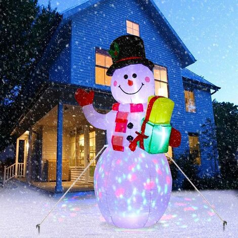 150 cm Bonhomme de Neige Gonflable avec Lumières LED pour Jardin Intérieur Extérieur Décoration de Noël (1/5)