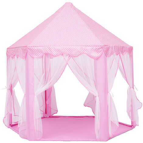 Tente De Jeu Pour Enfants 'Château De Princesse' - Hexagonale, Rose, Pour Intérieur Et Extérieur (117x103x127 Cm)