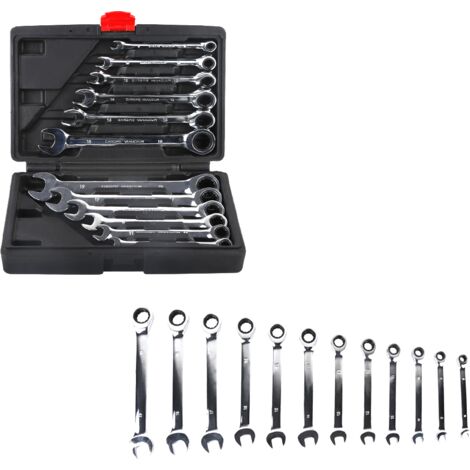 Coffret De 12 Clés Mixtes à Cliquet LIFERUN – 8-19 Mm, Acier Chromé, Neuf
