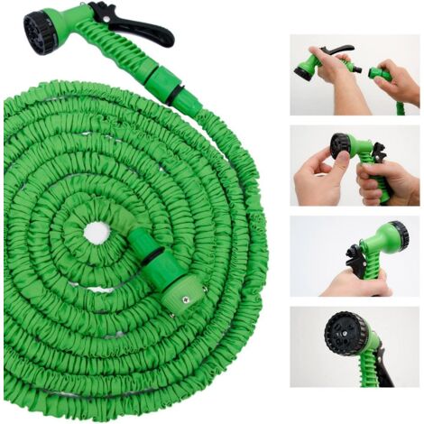 Tuyau d'arrosage extensible de 5m tuyau d'arrosage extensible 3 fois, tuyau magique flexible, anti-fuite, léger et facile à ranger(vert) (1/5)