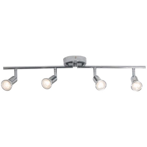 Plafonnier 4 spots pivotants & orientables, 4 ampoules LED GU10, barre spots plafond salon salle à manger cuisine couloir