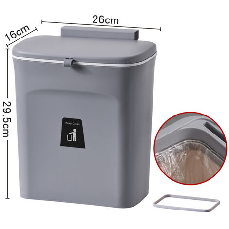 Poubelle Murale De Cuisine Yooghuge Avec Couvercle - 7L Ou 9L - À Suspendre Ou Poser - Design Pratique - 4