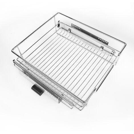 Tiroirs Coulissants Cuisine 2 Pièces - Rangement Métal Argenté - Pour Placard 46cm - Charge 12kg