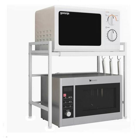 Étagère pour micro-ondes - En métal - Réglable de 40 à 64 cm - Blanc