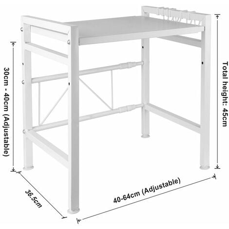 Étagère pour micro-ondes - En métal - Réglable de 40 à 64 cm - Blanc
