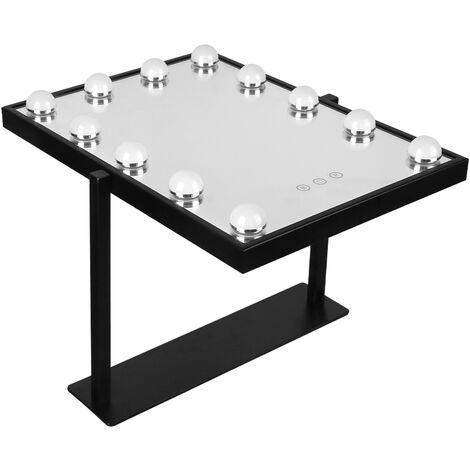 Miroir de Courtoisie Eclairé avec Ampoules LED Intensité Réglable 18 W et Touch Control Design, Style Hollywood, Miroir Maquillage Lumineux avec Luminaires LED, Noir