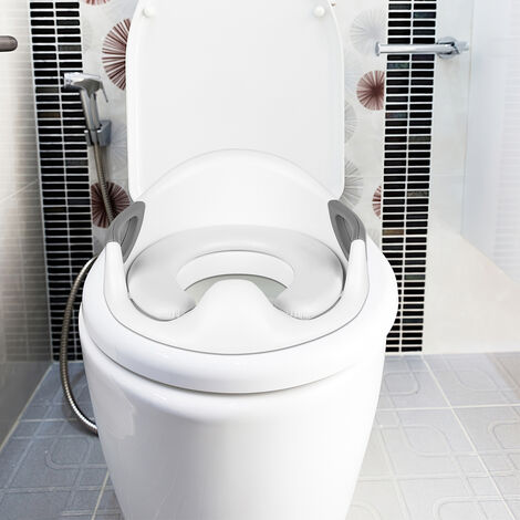 Réducteur toilette enfant - Siège réducteur WC pour enfants antidérapant  avec poignées et assise rembourrée - Blanc