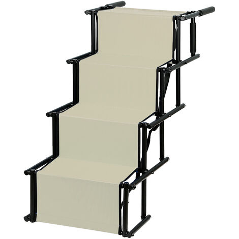 Escalier pour chien pliable pour grands et petits chiens - Rampe pour chien pour voiture 4 étapes - Beige