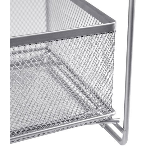 Panier de rangement coulissant à 2 niveaux pour placard de cuisine, salle de bain, tiroirs coulissants sous évier, argenté