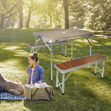 Table Pliante Camping Aluminium Blanc - Portable Pour Jardin BBQ Et Pique-nique