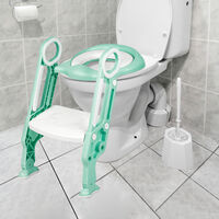 Siège de Toilette Enfant Pliable et Réglable, Reducteur de Toilette Bébé avec Marches Larges, Lunette de Toilette... (Blanc+Vert Clair)