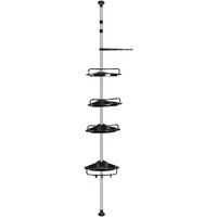 Étagère de Douche Réglable en Hauteur Étagère d'Angle Douche Sans Percage Acier Inoxydable avec 4 Paniers et 1 Porte-Serviettes pour Baignoire et Salle de Bain 105-310cm Noir