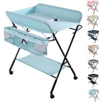 Table à Langer Pliable et Portable, Table à Langer Pliante Chambre Bébé Réglable en Hauteur (Bleu)