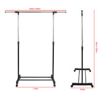 Portant à Vêtements Mobile Roulettes Portant à Vêtements Mobile Sur Roulettes - Métal, 2 Barres Réglables + Tablette, Hauteur Ajustable, Stable