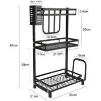 Étagère à Épices 3 Niveaux Pour Armoire De Cuisine Organisateur De Cuisine 37723461cm Noir 34399293