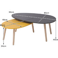 Tables Gigognes Scandinaves Lot de 2 Tables Basses 98*60*40cm &88*48*34cm